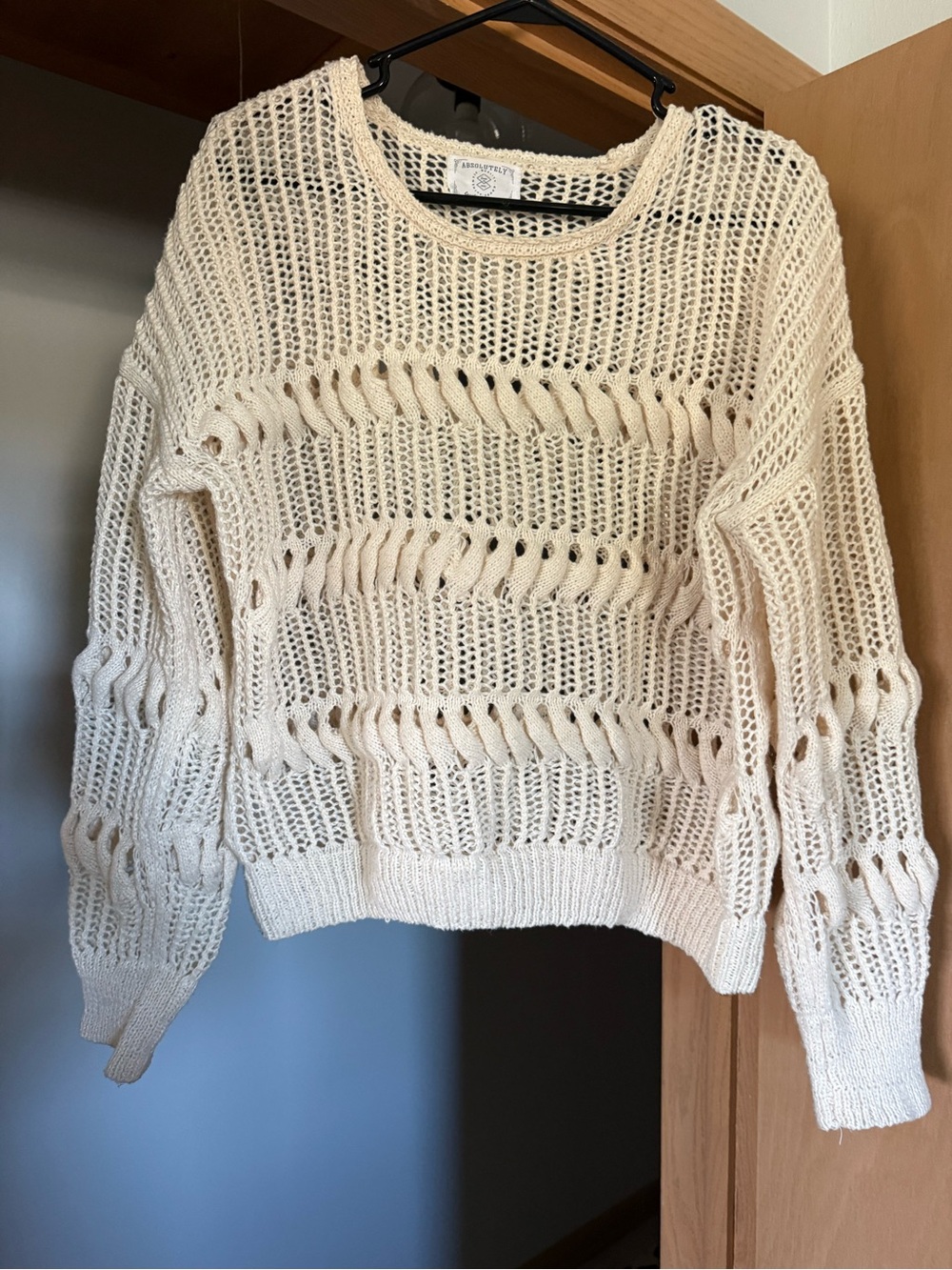 Absolutely Open-Knit Scoop-Neck Sweater in Cream